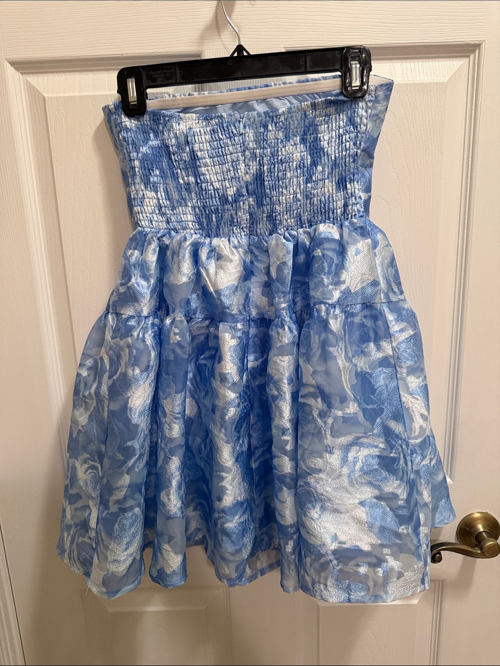 Hello Molly Light Blue Floral Strapless Party Dress - Picture 2 of 2